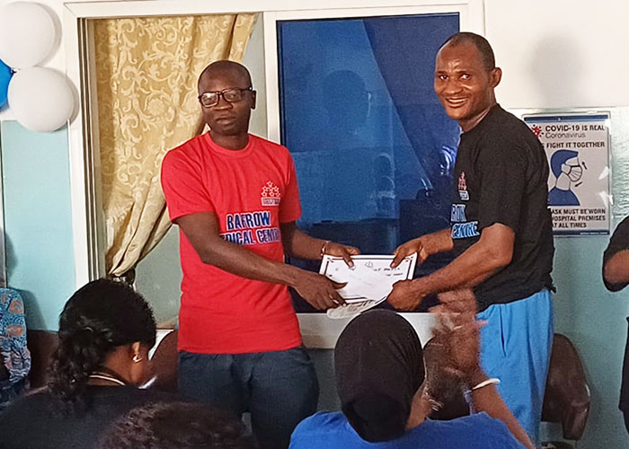 ©BAFROW Medical Centre Most Hardworking Staff of the Year Dr. Issac A. Ukwetang; Critical Care Unit (right)