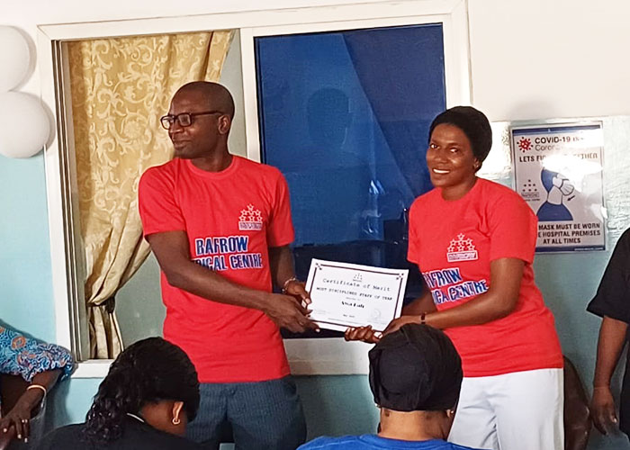 ©BAFROW Medical Centre Most Disciplined Staff of the Year Awa Bah; Nursing (right)